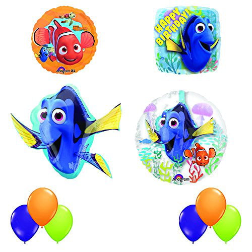 FINDING DORY HANGING SWIRL DECORATIONS ~ Birthday Party Supplies Foil Blue 12